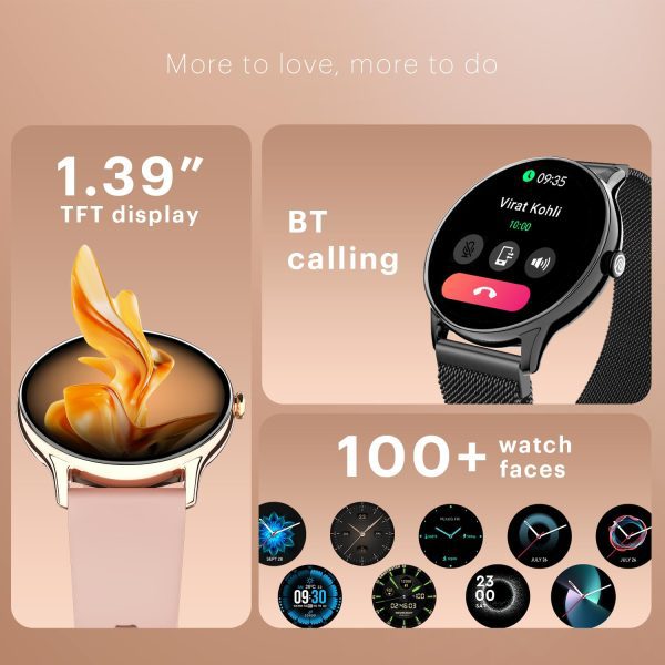 Noise Twist Go Round dial Smartwatch with BT Calling, 1.39" Display, Metal Build, 100+ Watch Faces, IP68, Sleep Tracking, 100+ Sports Modes, 24/7 Heart Rate Monitoring (Rose Pink)