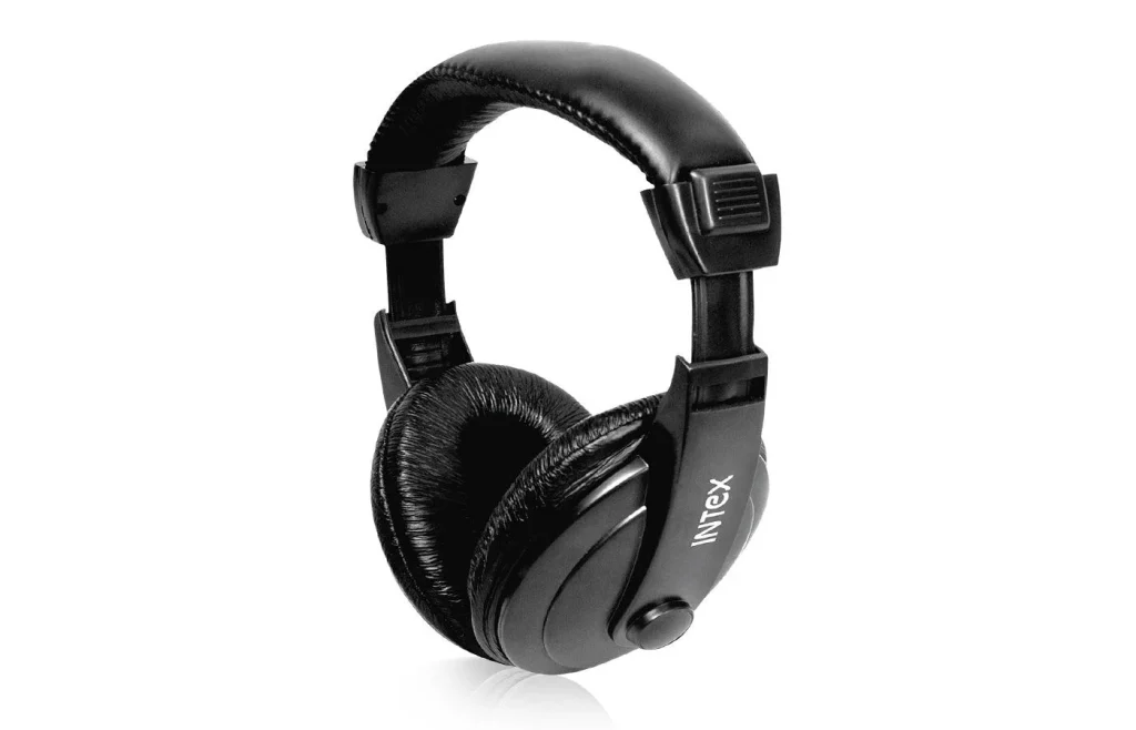 Intex Mega Multimedia Bluetooth Wired Over Ear Headphones with Mic (Black)