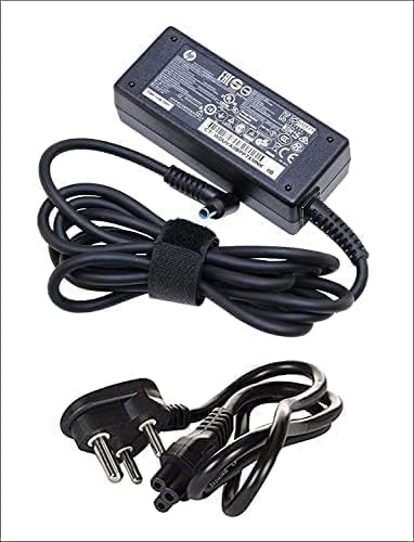 HP Blue Pin Original Laptop Charger 19.5V 3.33A 65W Adapter (with 3 Pin Power Cable)- Black