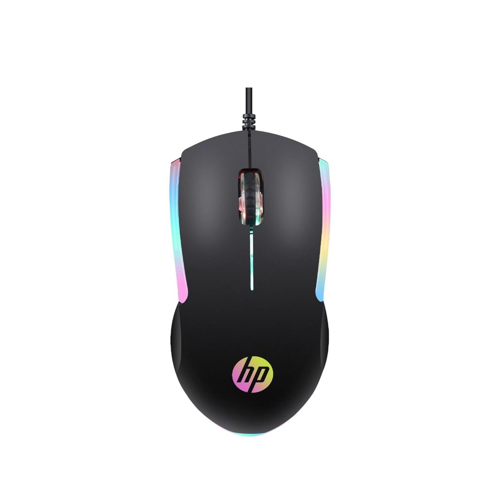 HP M160 USB Wired Gaming Optical Mouse with LED Backlight, 1000 DPI, 3 Buttons and Press Life Up to 3 Million Clicks, 1 Year Warranty (843W8AA, Black)