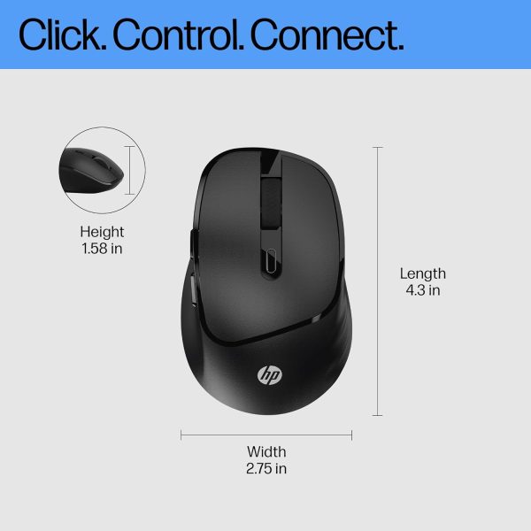 HP M120 Wireless Mouse, USB-A Nano Dongle, 2.4 Ghz Wireless Connection, 6 Buttons, Up to 1600 Dpi, Optical Sensor, Ergonomic Design, 12-Month Battery Life, 3-Year Warranty, 60G±5%, Black, 7J4G4Aa