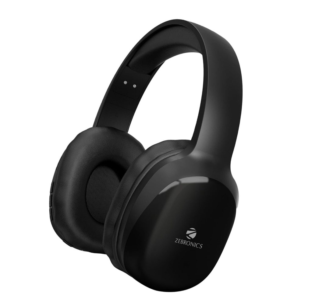 ZEBRONICS Zeb-Thunder PRO On-Ear Wireless Headphone Up to 60 Hours Playback, Wired Mode, USB-C Type Charging(Black)