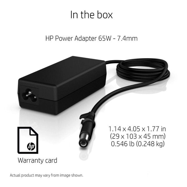 HP 65W 7.4mm Pin Charger for HP EliteBook Laptop Series Without Power Cord - Black