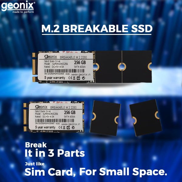 GEONIX Black 256GB SSD M.2 2280 SATA III BREAKABLE(6Gb/s)|Read Speed Upto 550 Mbps | Internal Solid State Drive(SSD)| 5 Years Warranty