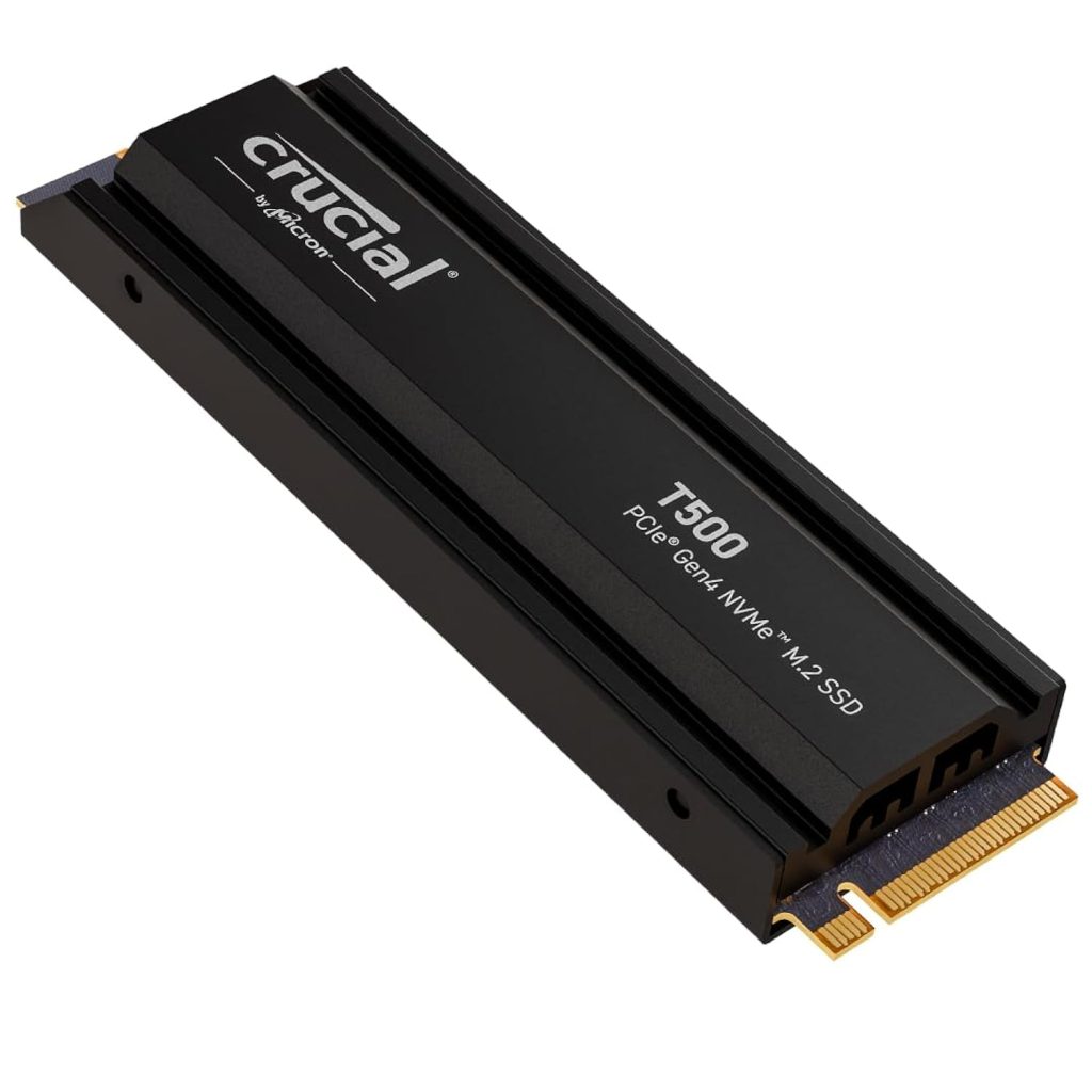 Crucial® T500 1TB PCIe Gen4 NVMe M.2 SSD with heatsink