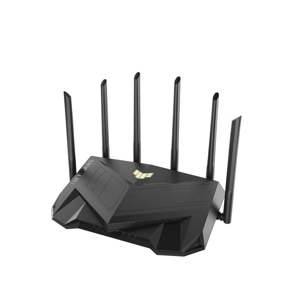 ASUS TUF Gaming AX5400 Dual Band WiFi 6 Extendable Gaming Router, Gaming Port, Mobile Game Mode, Port Forwarding, Aura RGB, Subscription-Free Network Security, Instant Guard, VPN, AiMesh Compatible