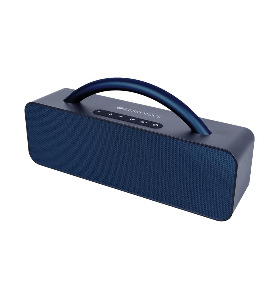 ZEBRONICS Newly Launched Rocket 200 Portable Wireless Speaker with 20W Bluetooth 5.1, FM, USB, AUX, Deep Bass,Media & TWS, Microphone Input, Karaoke,Dual 5.08cm Drives,Call Function(Blue)