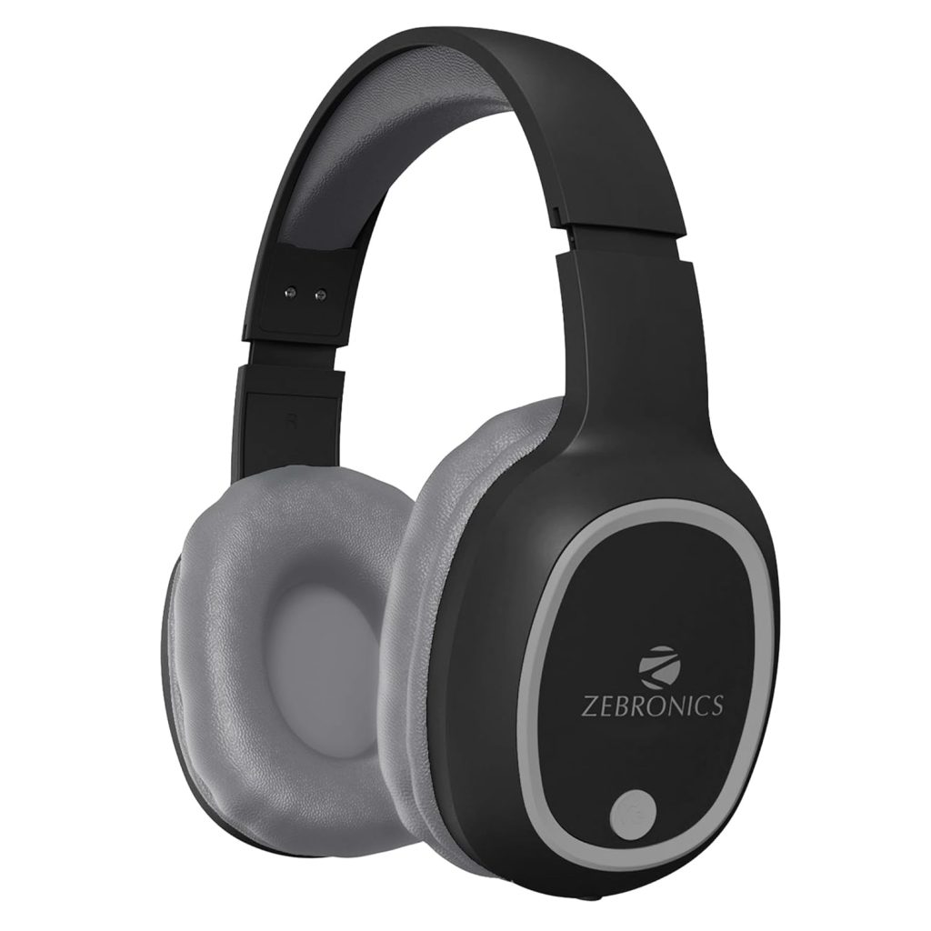 ZEBRONICS THUNDER Bluetooth 5.3 Wireless Headphones with 60H Backup, Gaming Mode, Dual Pairing, ENC, AUX, Micro SD, Voice assistant, Comfortable Earcups, Call Function(Black)