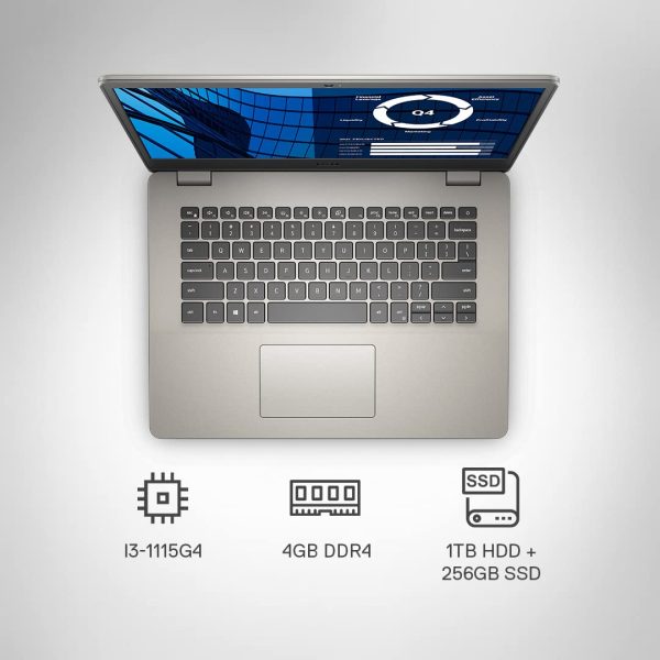 Dell Vostro 3400 Intel i3-1115G4 14 inches(35.5cm) FHD Display Laptop (4GB / 1TB HDD + 512GB SSD/Integrated Graphics/Windows 11 PRO + MSO/Dune Color) D552164WIN9DE, 1.59kg
