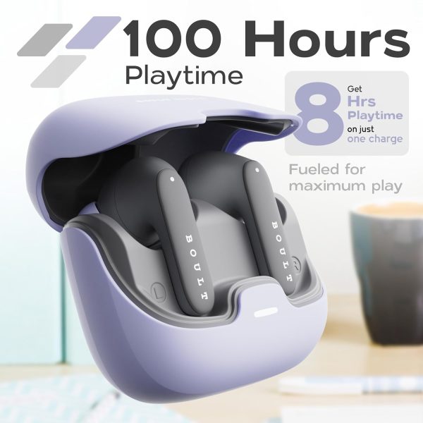 Boult Audio Z40 Pro with 100H Playtime, Quad Mic ENC, 45ms Low Latency Gaming, Premium Rubber Grip Case, 13mm Bass Drivers, Made in India TWS Bluetooth 5.3 Truly Wireless in Ear Earbuds (Lavender)