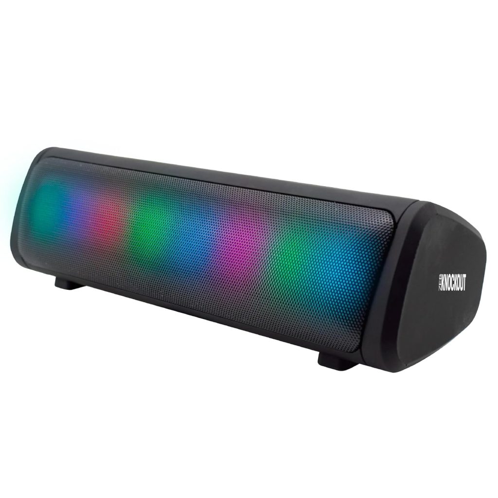 ZEBRONICS Knock Out Portable Bluetooth v5.3 Speaker with 10W Output, RGB LED Lights, TWS Function, up to 10h* Backup, USB, mSD, Passive Radiator (Black)
