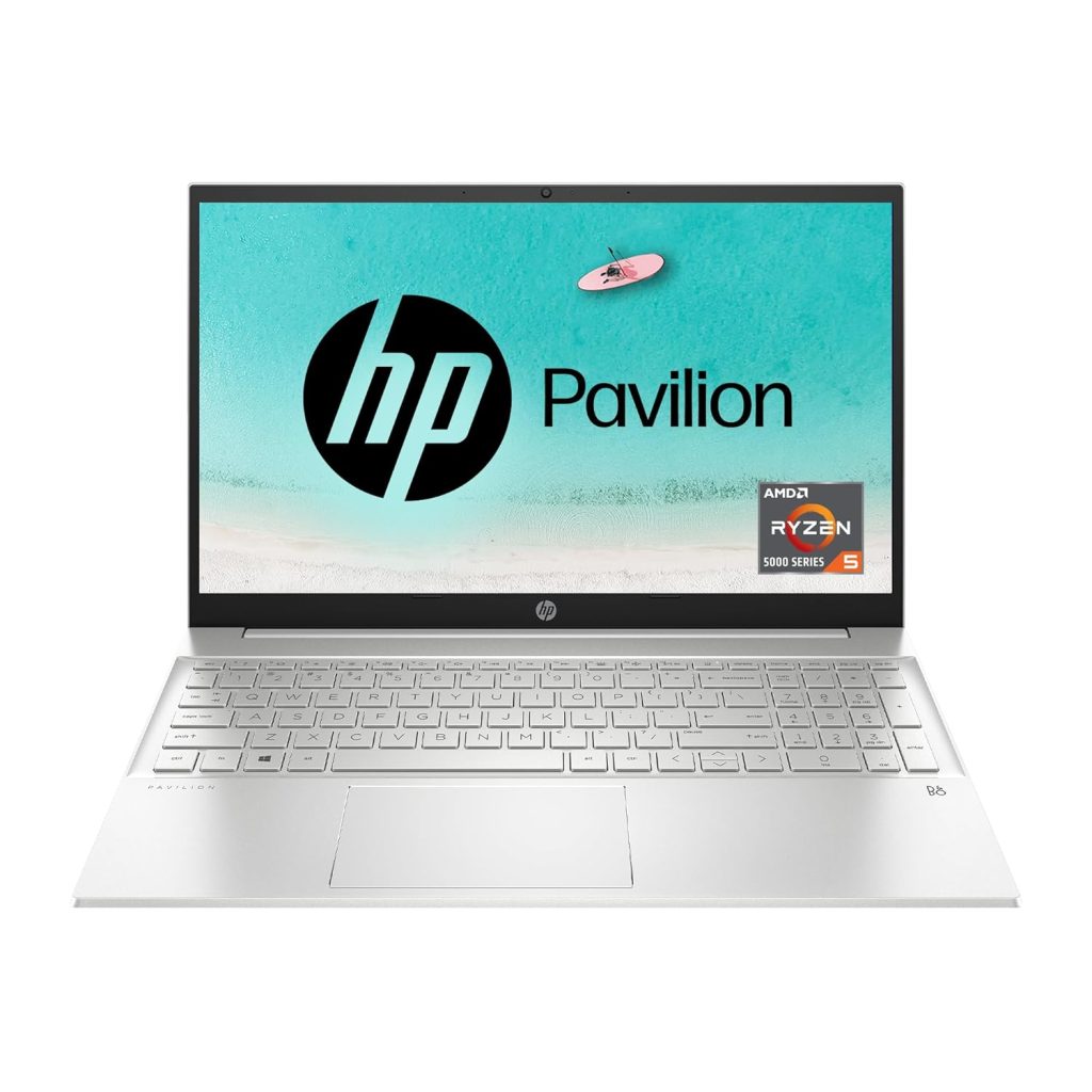 HP Pavilion 15, AMD Ryzen 5 5625U, 15.6-inch (39.6 cm), FHD, 16GB DDR4, 512GB SSD, AMD Radeon Graphics, FPR, Backlit KB, Audio by B&O, Thin & Light (Win 11 pro, MSO 2021, Silver, 1.75 kg), eh2024AU
