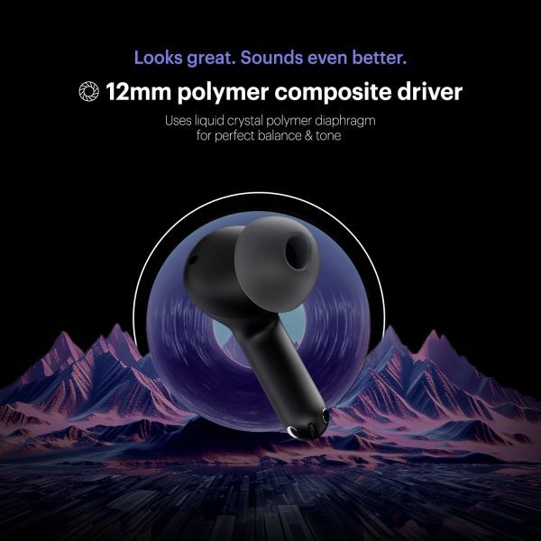 Noise Aura Buds in-Ear Truly Wireless Earbuds with 60H of Playtime, Quad Mic with ENC, Dual Device Pairing, Instacharge(10 min=150 min),12mm Polymer Composite Driver,BT v5.3(Aura Black)