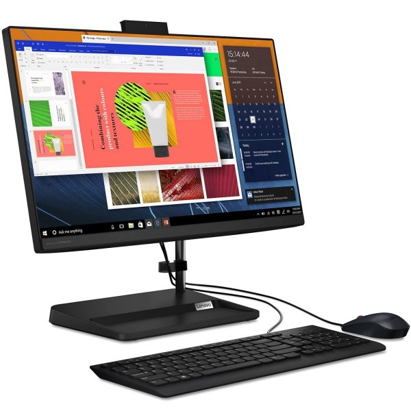 Lenovo IdeaCentre AIO 3 21.5 inches Full HD IPS All-in-One Desktop (AMD Ryzen 3/8GB/1TB HDD/Windows 11/MS Office 2021/AMD Radeon Graphics/HD 720p Camera/Wired Keyboard, Mouse), Black (F0G6008AIN)