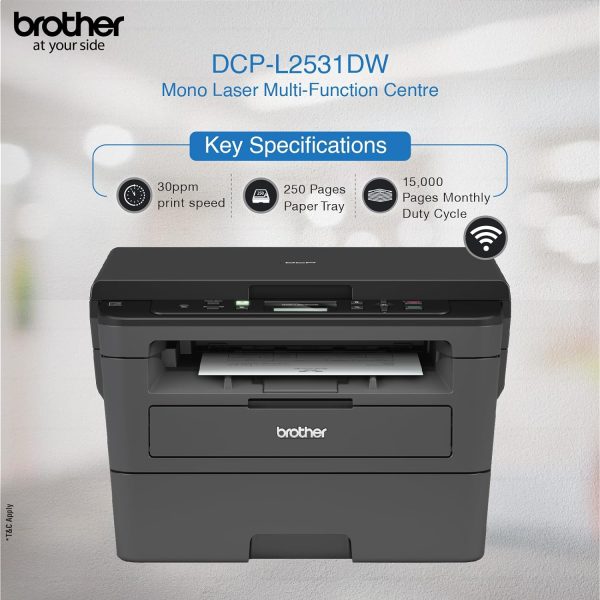 Brother DCP-L2531DW Multi-Function Monochrome Laser Printer with Auto-Duplex Printing & Wi-Fi
