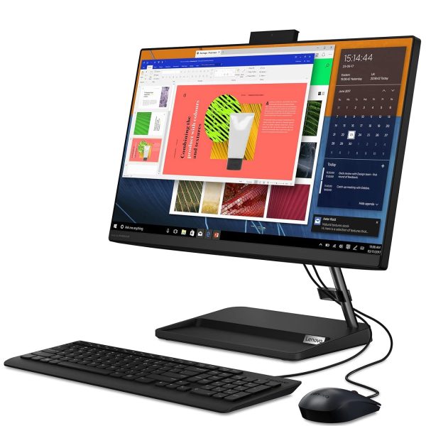 Lenovo IdeaCentre AIO 3 21.5 inches Full HD IPS All-in-One Desktop (AMD Ryzen 3/8GB/1TB HDD/Windows 11/MS Office 2021/AMD Radeon Graphics/HD 720p Camera/Wired Keyboard, Mouse), Black (F0G6008AIN)
