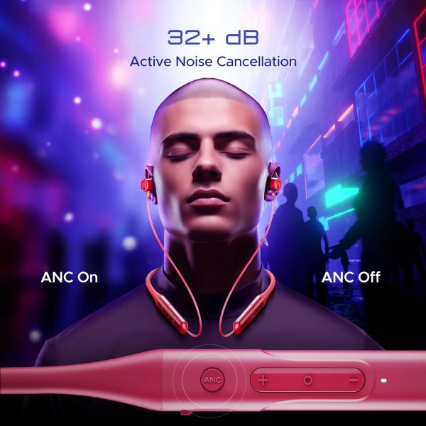 boAt Rockerz 255 ANC Bluetooth Wireless in Ear Earphones with 100 Hours Playback, Spatial Audio, 32dB ANC, ASAP Charge(10Mins=24HRS), 3 Mics AI ENx Tech,13mm Drivers & Dual EQ Modes(Magenta Pop)