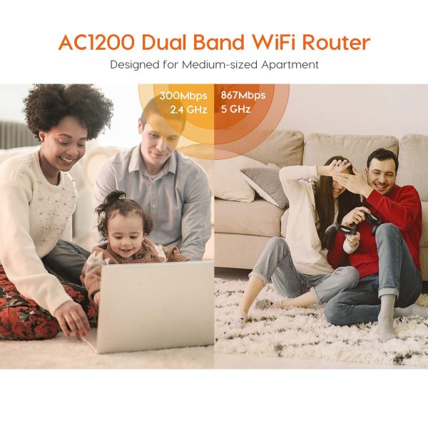 Tenda AC5 V3 AC1200 Wireless Dual Band WiFi Router,Speed Up to 867Mbps/5GHz + 300Mbps/2.4GHz, IPV6, Parental Control, Guest Network, 4 * 6dBi Externe Antennen (White, Not a Modem)
