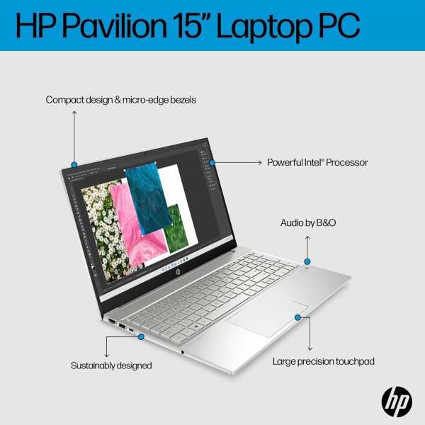 (Refurbished) HP Pavilion Laptop, 13th Gen Intel Core i7-1360P 15.6 inch(39.6cm) FHD, 16GB RAM, 512 SSD, Intel Iris Xe Graphics, B&O, Backlit KB, FPR (Win 11 pro, MSO 2021, Alexa, Natural Silver, 1.75 Kg) 15-eg3036TU