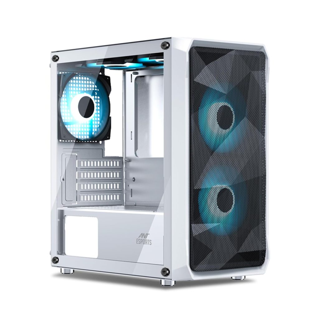 Ant Esports 100 Air Mini M-ATX Computer Case/Gaming Cabinet - White | Support M-ATX, ITX, | Pre-Installed 2 Rainbow Fans at Front