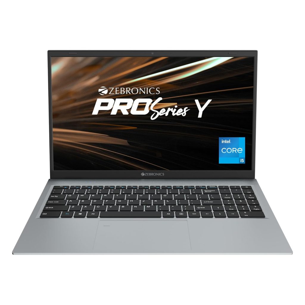 ZEBRONICS Laptop PRO Series Y NBC 2S, Intel Core 11th Gen i5 Processor (8 GB RAM | 512GB SSD), 15.6-Inch (39.6 CM) IPS Display, (Ultra Slim | 38.5 Wh Large Battery | Windows 11Pro | Silver | 1.65 Kg)