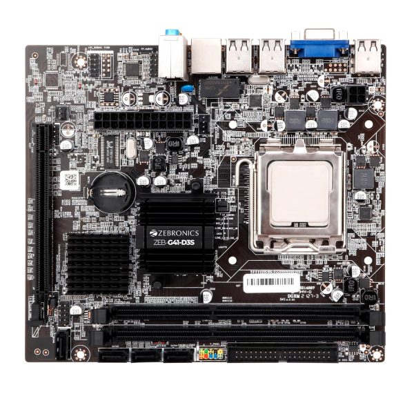 ZEBRONICS G41-D3S Micro-ATX Motherboard for LGA 775 Socket, Supports Intel (Core 2 Quad | Core 2 Duo | Pentium | Celeron) Series Processor, 5.1 Audio, DDR3 1333 MHz, Ports (RJ45 | SATA | USB | VGA)