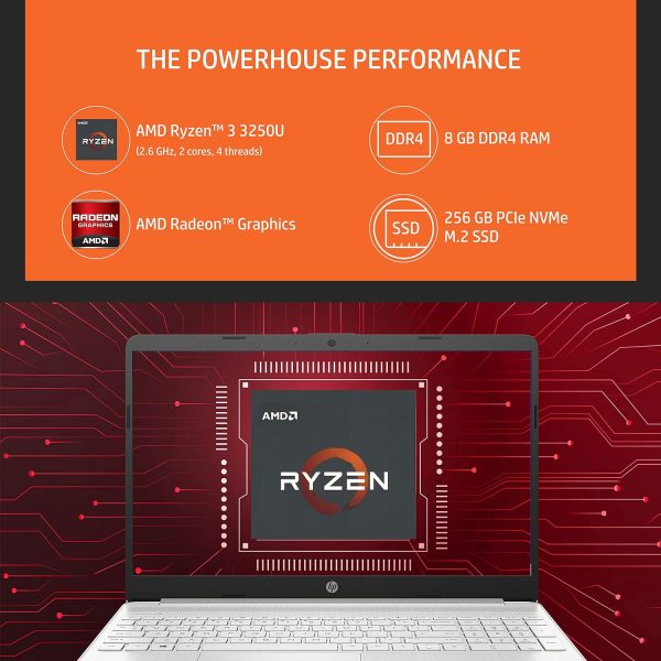 HP 15- AMD Ryzen 3-3250U 15.6 inches 39.6 cm FHD, Micro-Edge, Thin & Light Laptop Windows 11 pro & 150 Wireless Mouse with Ergonomic and ambidextrous Design