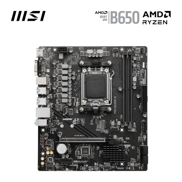 MSI PRO B650M-B Motherboard, Micro-ATX - Supports AMD Ryzen 7000 Series Processors, AM5 - DDR5 Memory Boost 6800+MHz/OC, 1 x PCIe 4.0 x16, 1 x M.2 Gen4, 2.5G LAN