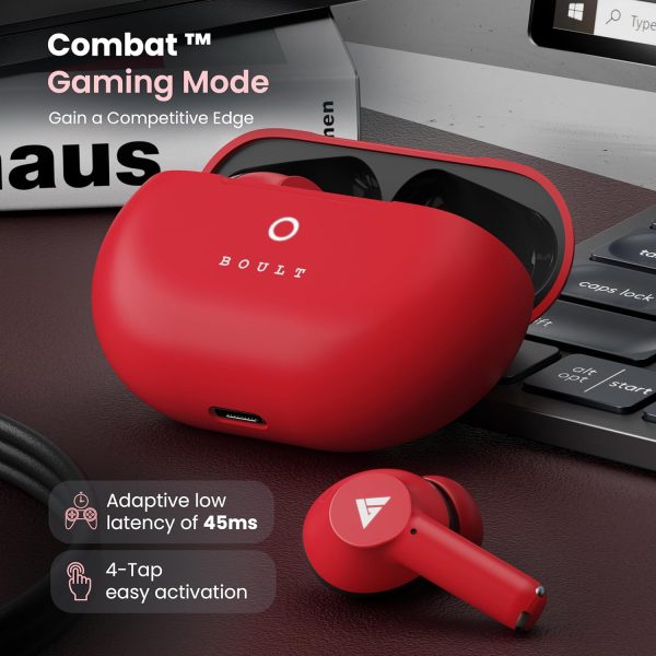 Boult Newly Launched Audio K40 True Wireless in Ear Earbuds with 48H Playtime, 4 Mics ENC, 45ms Low Latency Gaming, Breathing LEDs, Made in India, 13mm Drivers Bluetooth Ear Buds TWS (Berry Red)