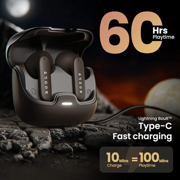 Boult Audio Z40 True Wireless in Ear Earbuds with 60H Playtime, Zen™ ENC Mic, Low Latency Gaming, Type-C Fast Charging, Made in India, 10mm Rich Bass Drivers, IPX5, Bluetooth 5.3 Ear Buds TWS (Brown)