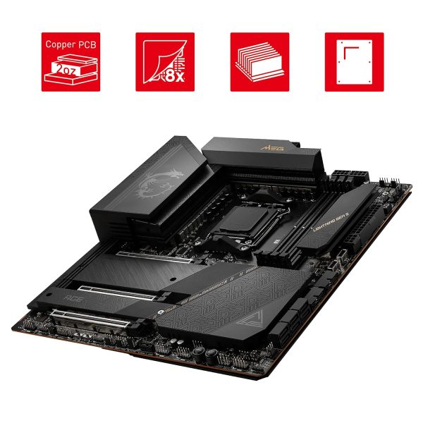 MSI MEG X670E ACE Motherboard, E-ATX - Support AMD Ryzen 7000 Series Processors, AM5-22 Duet Rail 90A Power Stage, DDR5 Memory Boost 6666+MHz/OC, 3 x PCIe 5.0 x16, M.2 Gen5, 10G LAN, Wi-Fi 6E
