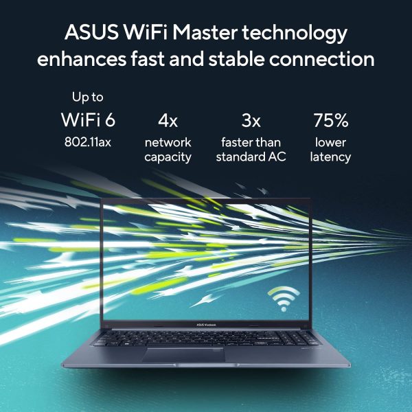 ASUS Vivobook 15, Intel Core i3-1220P 12th Gen, 15.6" (39.62 cm) FHD, Thin and Laptop (8GB/256GB SSD/Integrated Graphics/Windows 11 pro/Office 2021/Alexa Built-in/FP Sensor/Blue/1.7 kg)