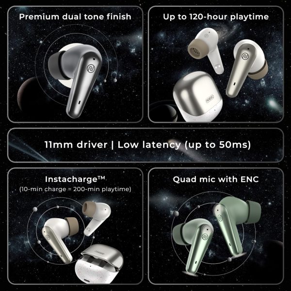 Noise Buds X Prime in-Ear Truly Wireless Earbuds with 120H of Playtime, Quad Mic with ENC, Instacharge(10 min=200 min),Premium Dual Tone Finish, 11mm Driver, BT v5.3(Champagne White)