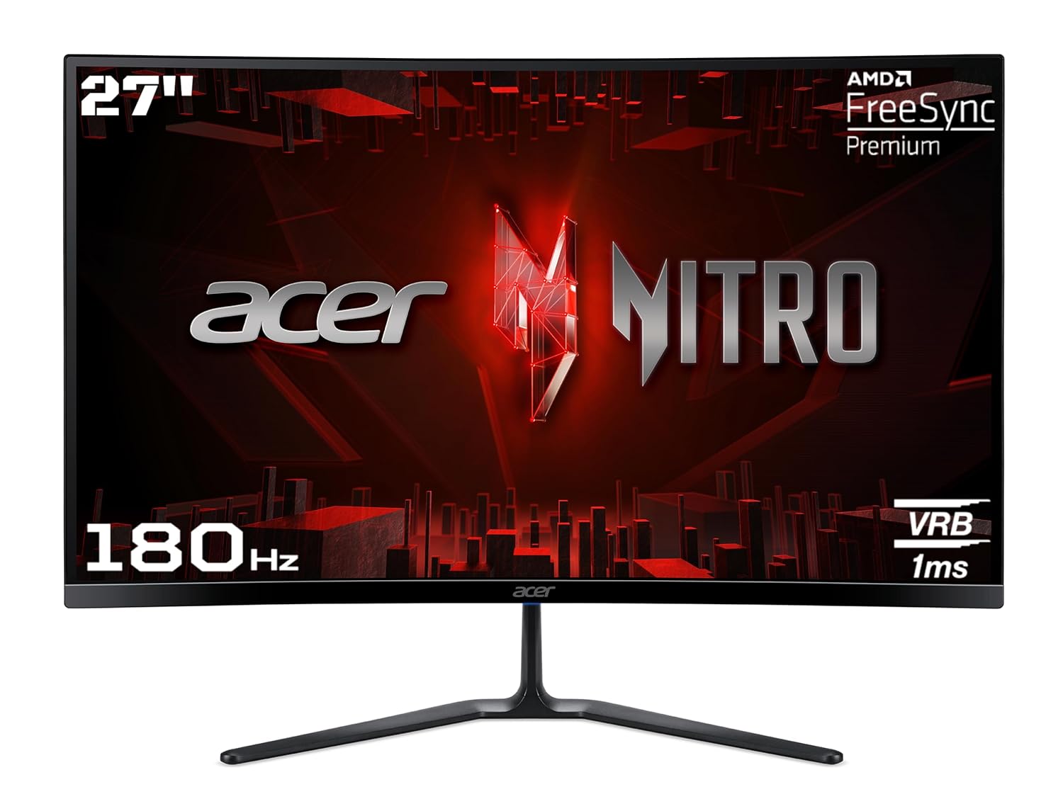 Acer ED270R S3 27 Inch (68.58 Cm) Full HD 1500 R Curved Gaming LCD Monitor with LED Back Light I 1MS VRB, 180Hz Refresh Rate I AMD Freesync Premium I 2 x HDMI 1 x Display Port I HDR 10 I Black
