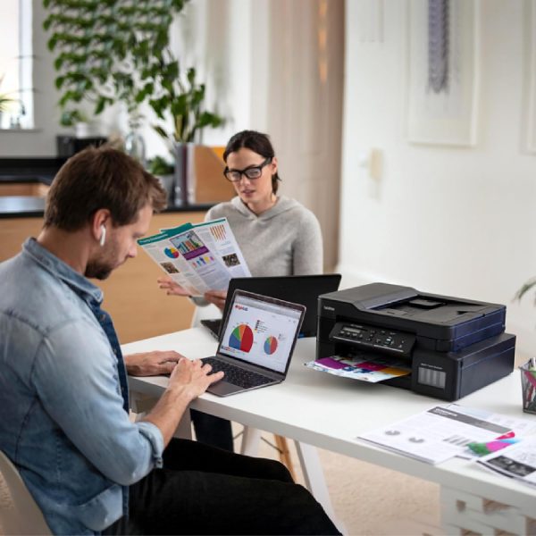 Brother DCP-T820DW Printer - Auto Duplex Printing, Print, Scan, Copy, ADF, WiFi/LAN/USB, Print Up To 15K Pages In Black And 5K In Color Each For (CMY), Get An Extra Black Ink Bottle, Free Installation