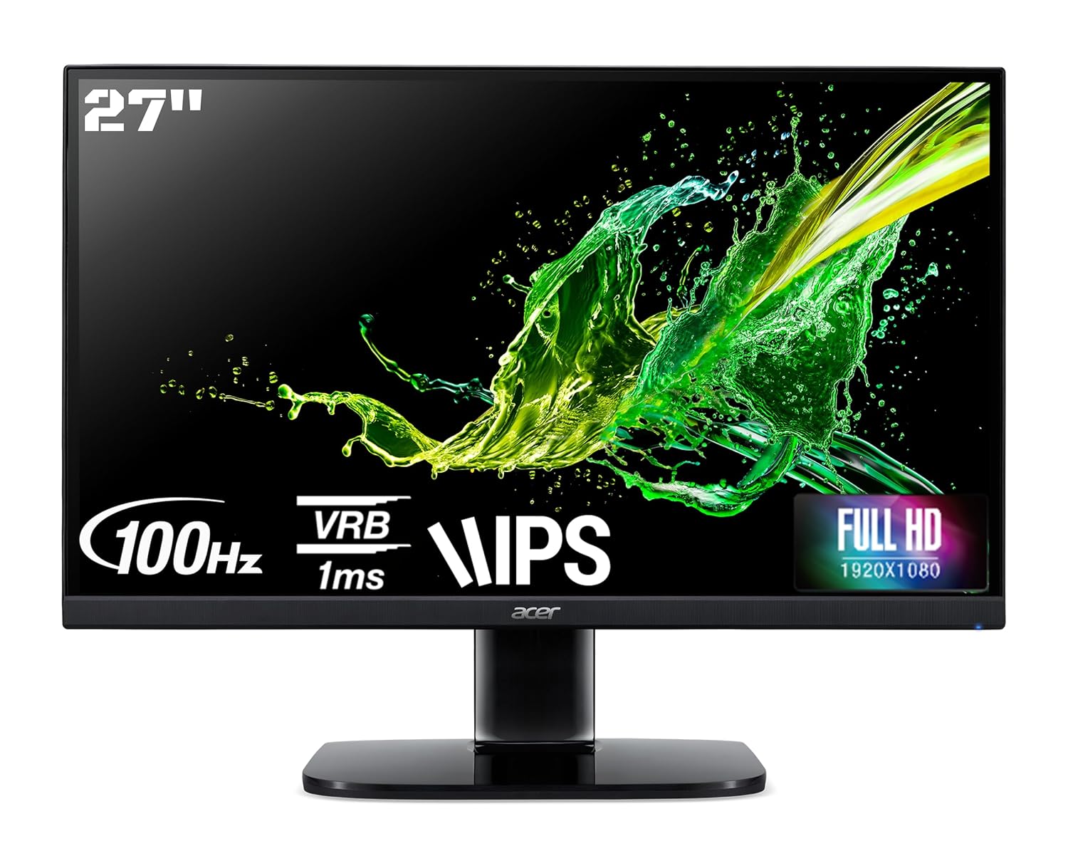 Acer KA270 E 27 Inch IPS Full HD LCD Monitor with LED Back Light I 1MS VRB 100Hz Refresh Rate I AMD Free Sync I Zero Frame Design I 99% sRGB I 1 x VGA 1 x HDMI with Inbox HDMI Cable I Eye Care Feature