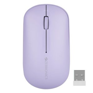 ZEBRONICS New Launch PULSE Wireless Mouse, Multi Connectivity, Dual Bluetooth, for Mac, Laptop, Computer, Tablet, 2.4GHz, 1200 DPI, Comfortable & Lightweight (Lavender)