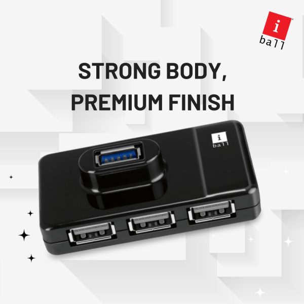 iBall Piano 332 4 Port USB Hub I Fastest Data Transfer I High Compatibility I Strong Body Premium Finish I Compatible Device - Windows, Linux and Mac OS (Black)