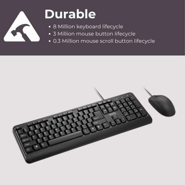 Lenovo 160 Keyboard & Mouse Wired Combo | Waterproof Exoskeleton | Splash Proof Keys | 1600 DPI Full Size Mouse | Non-Slip Scroll Wheel | Adjustable Keyboard Stand | 3 Yr Warranty