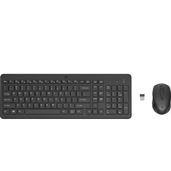 HP 330 Wireless Black Keyboard and Mouse Set with Numeric Keypad, 2.4GHz Wireless Connection and 1600 DPI, USB Receiver, LED Indicators, Black