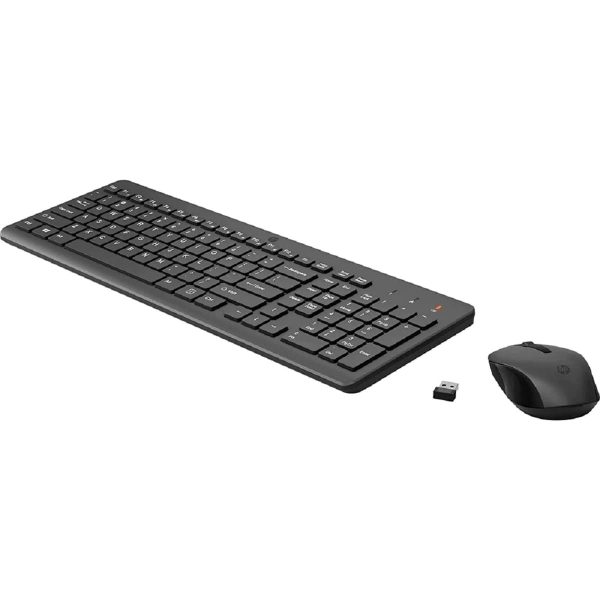 HP 330 Wireless Black Keyboard and Mouse Set with Numeric Keypad, 2.4GHz Wireless Connection and 1600 DPI, USB Receiver, LED Indicators, Black