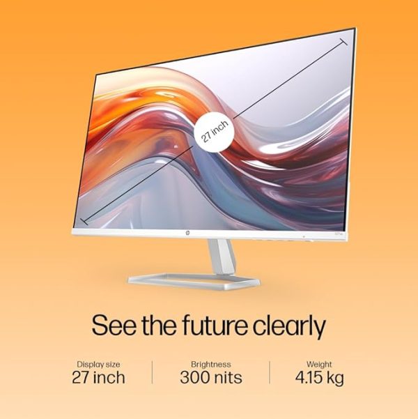 HP Series 5 27 inch FHD Height Adjust Monitor - 527sh,27inch(68.6 cm),FHD(1920 x 1080),300 nits, Eye Ease,Anti-Glare,Height Adjustable,4.15kg