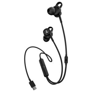 boAt BassHeads 122 ANC Wired in-Ear Earphones with 25dB Active Noise Cancellation, 13mm Drivers, Ambient Mode, Type-C Jack, in-Line Microphone, Snug Fit & Multi-OS Compatibility(Black)
