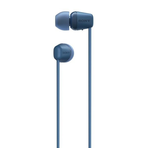 Sony WI-C100 Wireless Headphones with Customizable Equalizer for Deep Bass & 25 Hrs Battery, DSEE-Upscale, Splash Proof, 360RA, Fast Pair, in-Ear Bluetooth Headset with mic for Phone Calls (Blue)