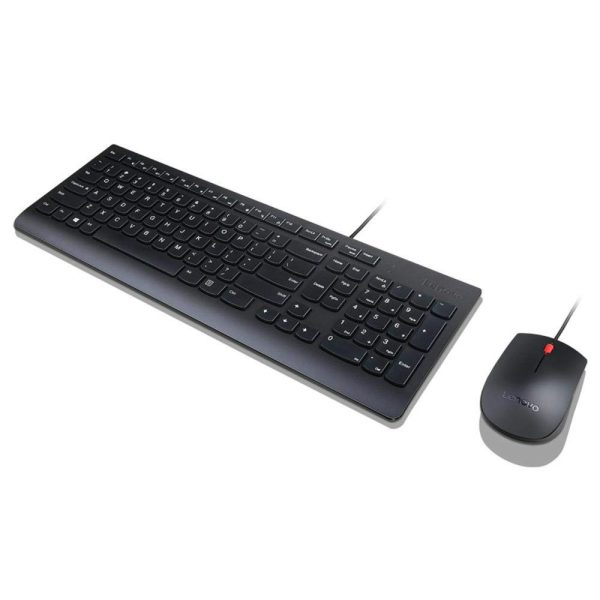 Lenovo Essential Wired Combo - Wired Keyboard and Mouse Set - USB - Black