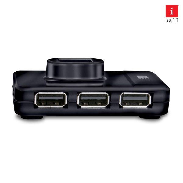 iBall Piano 423 4 Port USB Hub I Slim and cute design I Easy & accessible ports on top I Strong rubber foot pad I piano shiny finish I integrated usb cable - (Black)