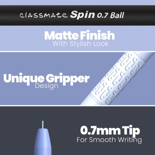 Classmate Spin Ball Pen (20 Blue Pens & 5 Black Pens)- Pack of 1