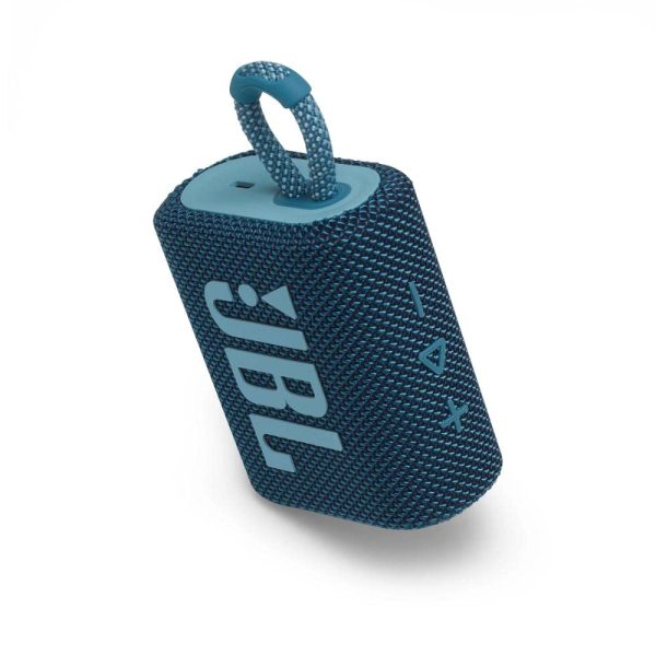 JBL Go 3, Wireless Ultra Portable Bluetooth Speaker, Pro Sound, Vibrant Colors with Rugged Fabric Design, Waterproof, Type C (without Mic, Blue)