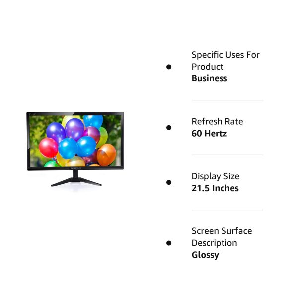 ZEBRONICS A22FHD LED (21.5") (54.61 cm) LED 1920x1080 Pixels FHD Resolution Monitor with HDMI + VGA Dual Input, Built-in Speaker, Wall Mount Facility, max 220 Nits Brightness, Black