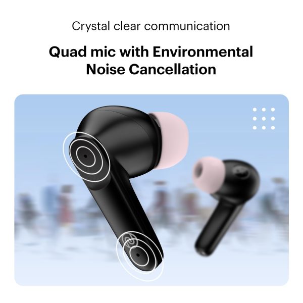 Noise Buds VS104 Truly Wireless Earbuds with 45H of Playtime, Quad Mic with ENC, Instacharge(10 min=200 min), 13mm Driver,Low Latency, BT v5.2 (Charcoal Black)